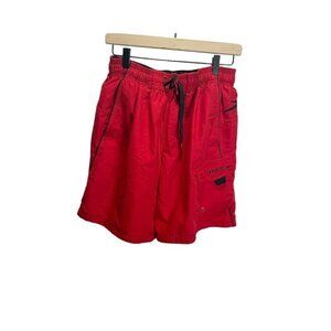 Speedo Envoltura Cargo Board Shorts Mesh Lined‎ S Red Swim Trunks Pockets